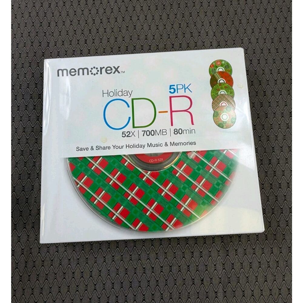 Memorex CD-R 5pk Holiday Version 52X 700MB 80min Sealed NEW